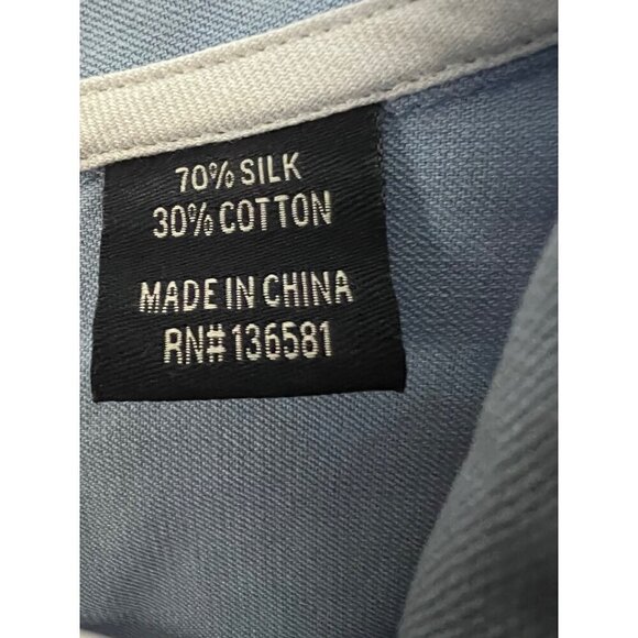 Nat Nast Mens Blue Silk Button Up Camp Shirt XL Pocket Coconut Buttons - Picture 6 of 8